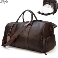 Sac-de-Voyage-en-Cuir-group-de-Grande-Capacit-pour-Homme-et-Femme-Souple-Noir-Peau