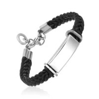 LUXUSTEEL-Bracelet-breloques-classique-en-acier-inoxydable-pour-homme-bracelet-en-cuir-tress-noir-bracelet-d-4