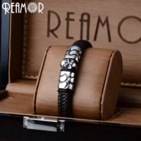 REAMOR-Bracelet-en-acier-inoxydable-316L-pour-hommes-bijoux-tendance-Style-t-te-de-mort-breloques-1