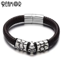 REAMOR-Bracelet-en-acier-inoxydable-316L-pour-hommes-bijoux-tendance-Style-t-te-de-mort-breloques