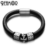 REAMOR-Bracelet-perles-crois-es-en-acier-inoxydable-pour-hommes-cuir-v-ritable-tress-avec-fermoir-1