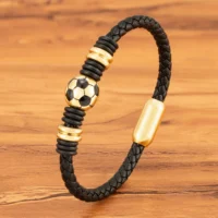 XQNI-Bracelet-en-cuir-pour-hommes-Simple-bouton-en-acier-inoxydable-noir-ballon-de-Football-accessoires